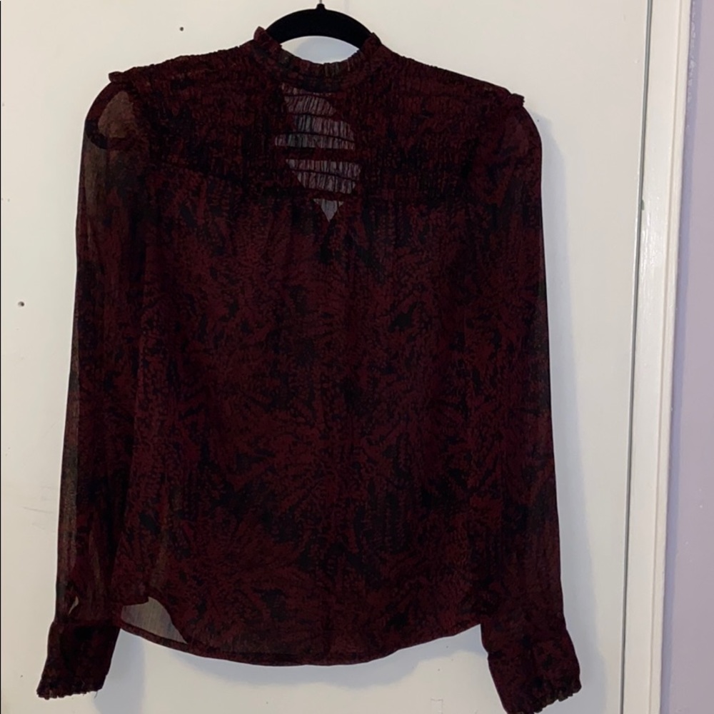 Mesh burgundy blouse